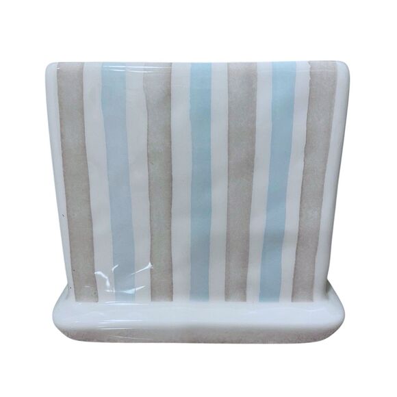 Vtg Rae Dunn Prince Crown FTD Gray/Blue Striped Planter - Baby Boy Nursery Decor - Picture 6 of 8